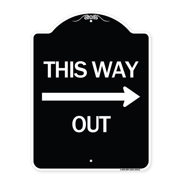 Signmission This Way Out Right Arrow Heavy-Gauge Aluminum Architectural Sign, 24" x 18", BW-1824-24512 A-DES-BW-1824-24512 - main